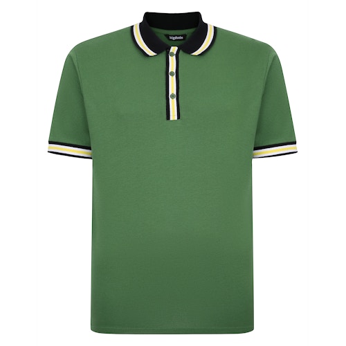 Bigdude Poloshirt mit kontrastierenden Streifen und Spitze, Dunkelgrün